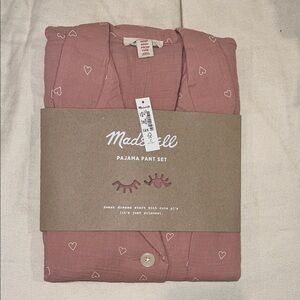 Madewell women Light Oversized Long Pajama set in open hearts